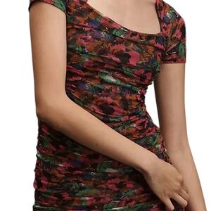 Misa Red Pink Flutter Sleeve Bodycon Maxi Dress